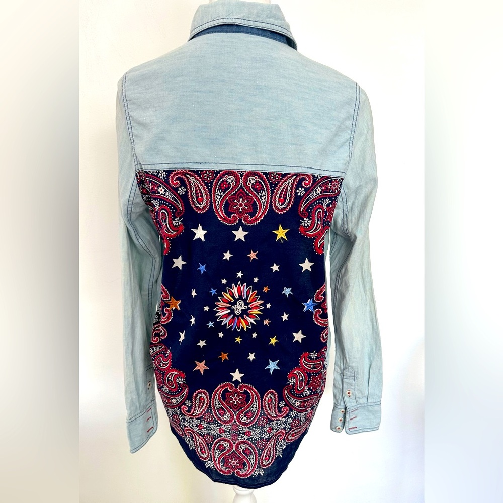 Free People Denim-like blouse